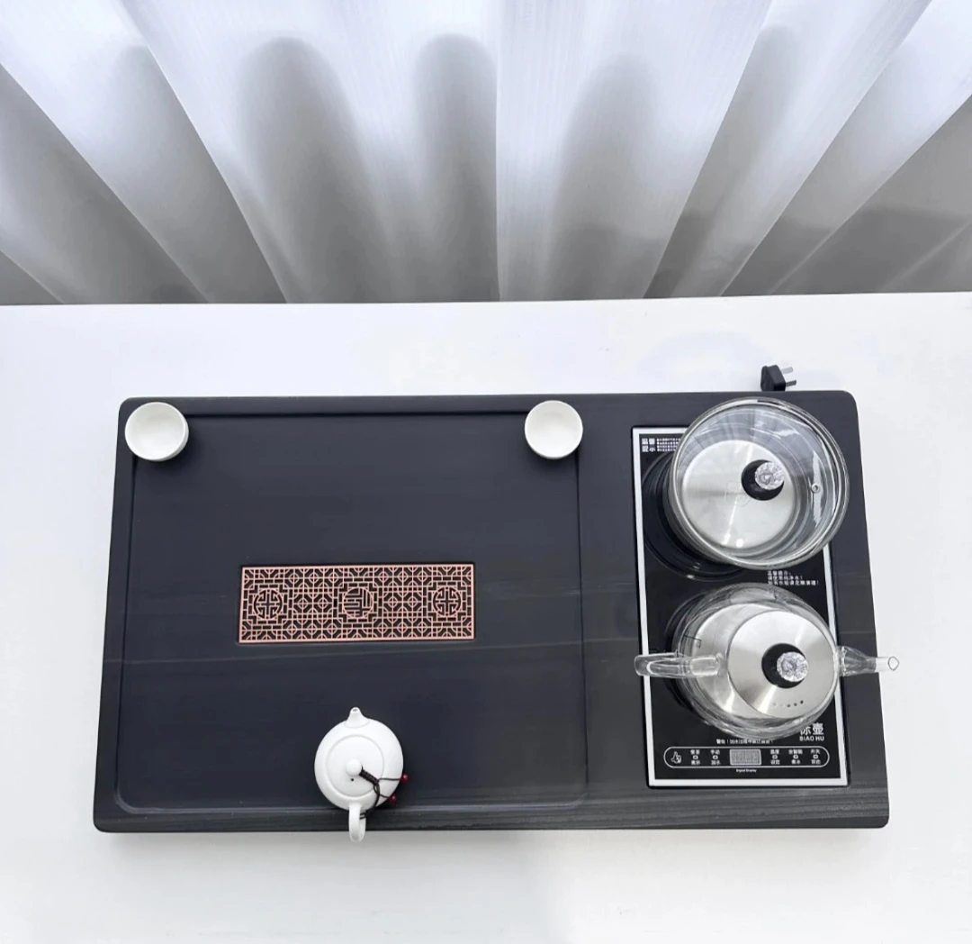 纯天然石茶盘全自动上水茶台烧水壶一体电磁炉茶桌椅茶具套装家用