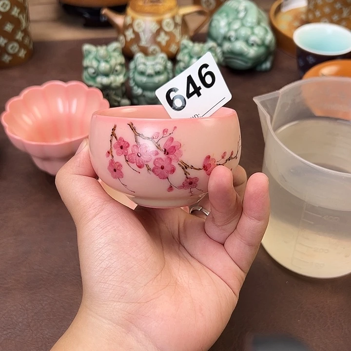 龙泉青瓷646手绘杯子