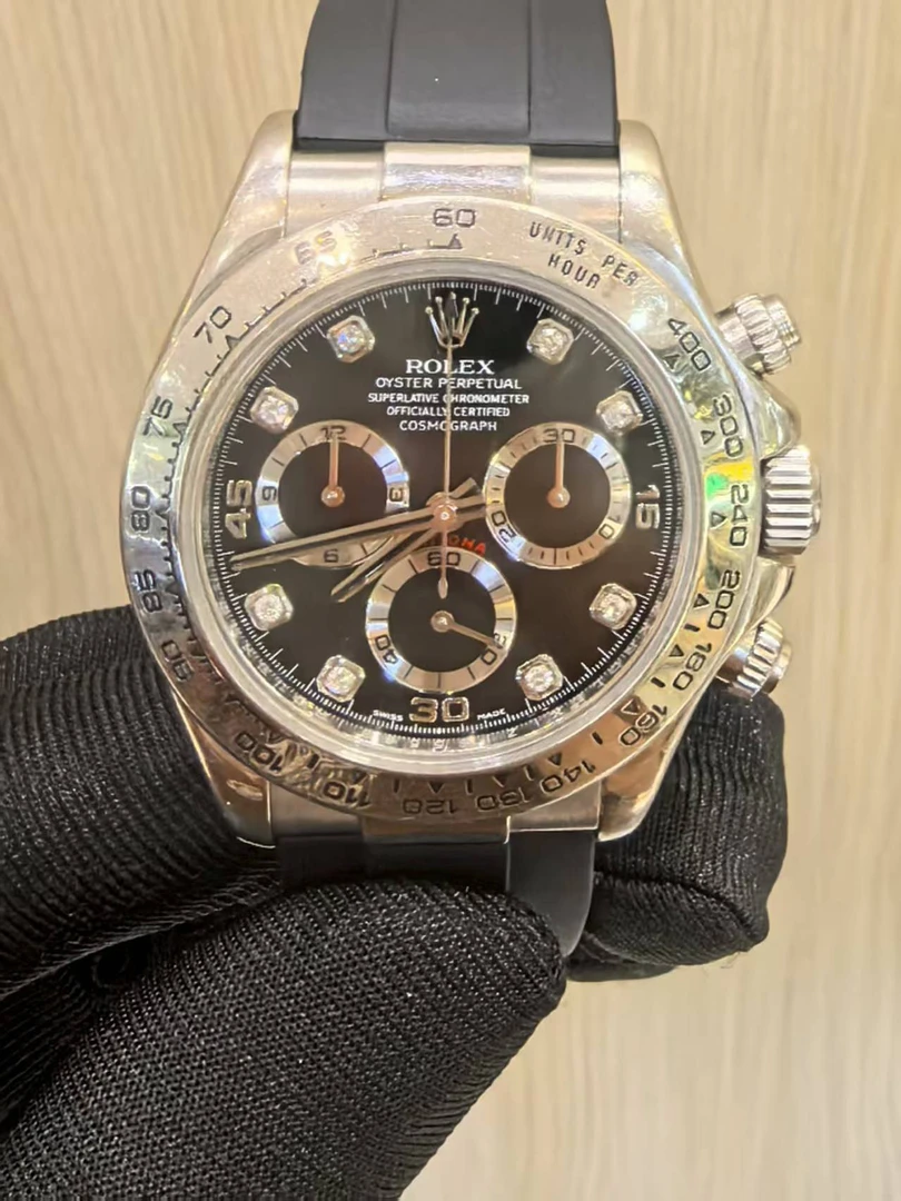 99新 Rolex/劳力士 深圳名典/116519白金黑钻迪通拿单表