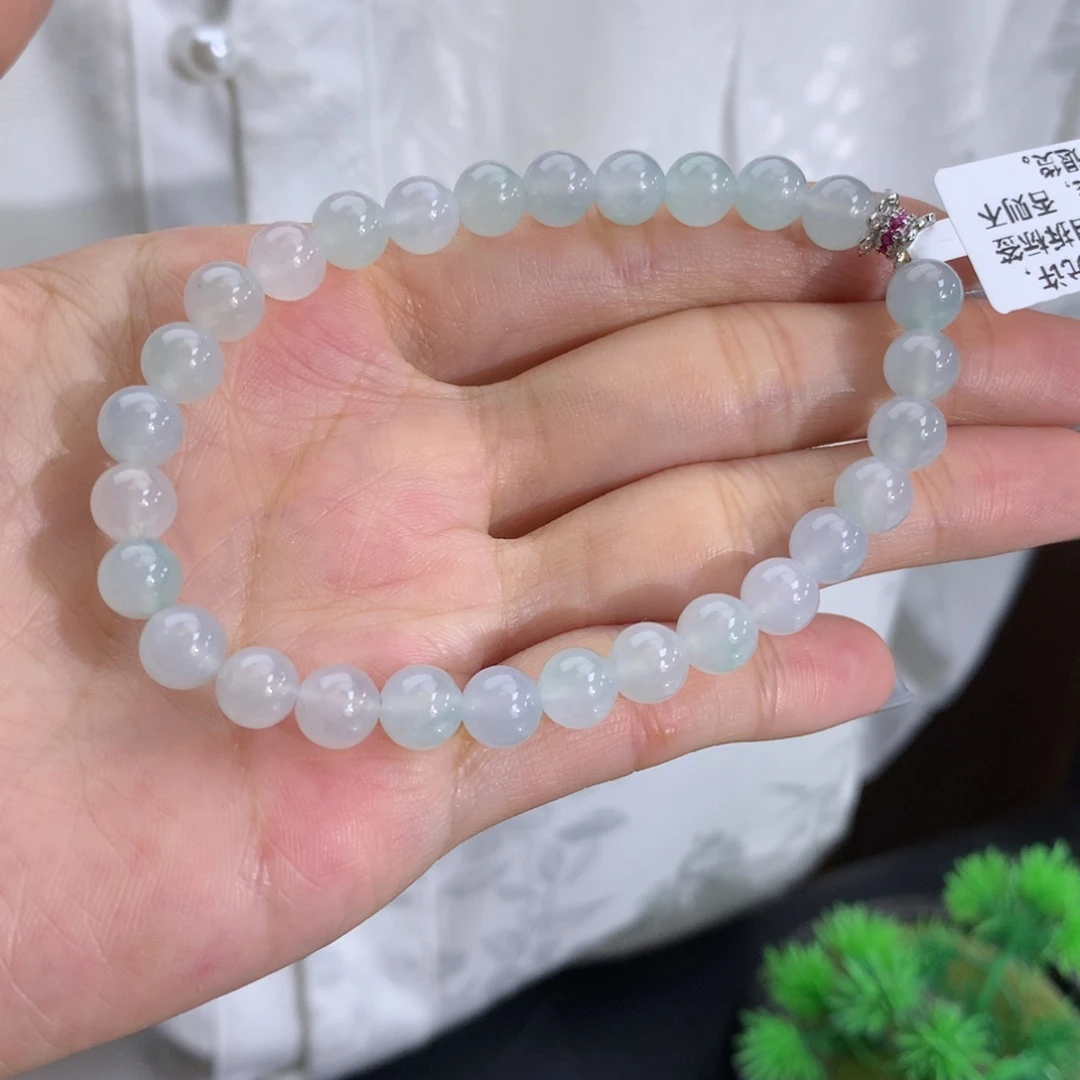 翡翠未镶嵌手串卡6.8冰胶晴手串