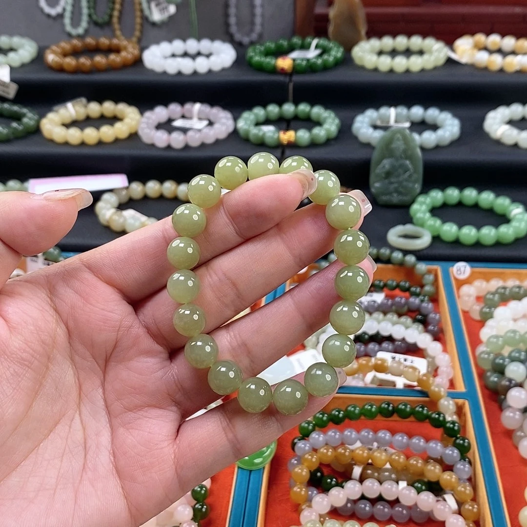 和田玉手链 10MM未镶嵌青黄口