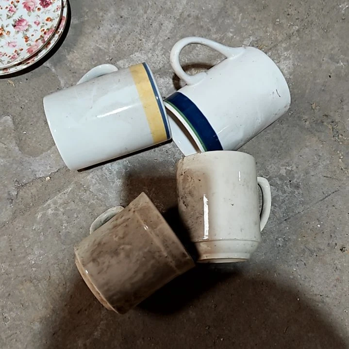 瓷片盘子碗茶壶啥都有