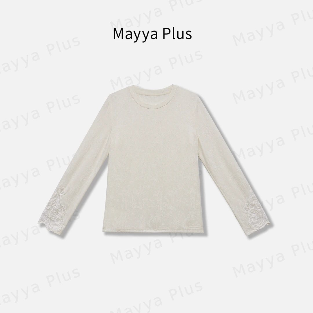 【闲时月】Mayya Plus麦芽定制小众国风T恤圆领长袖打底衫32518381