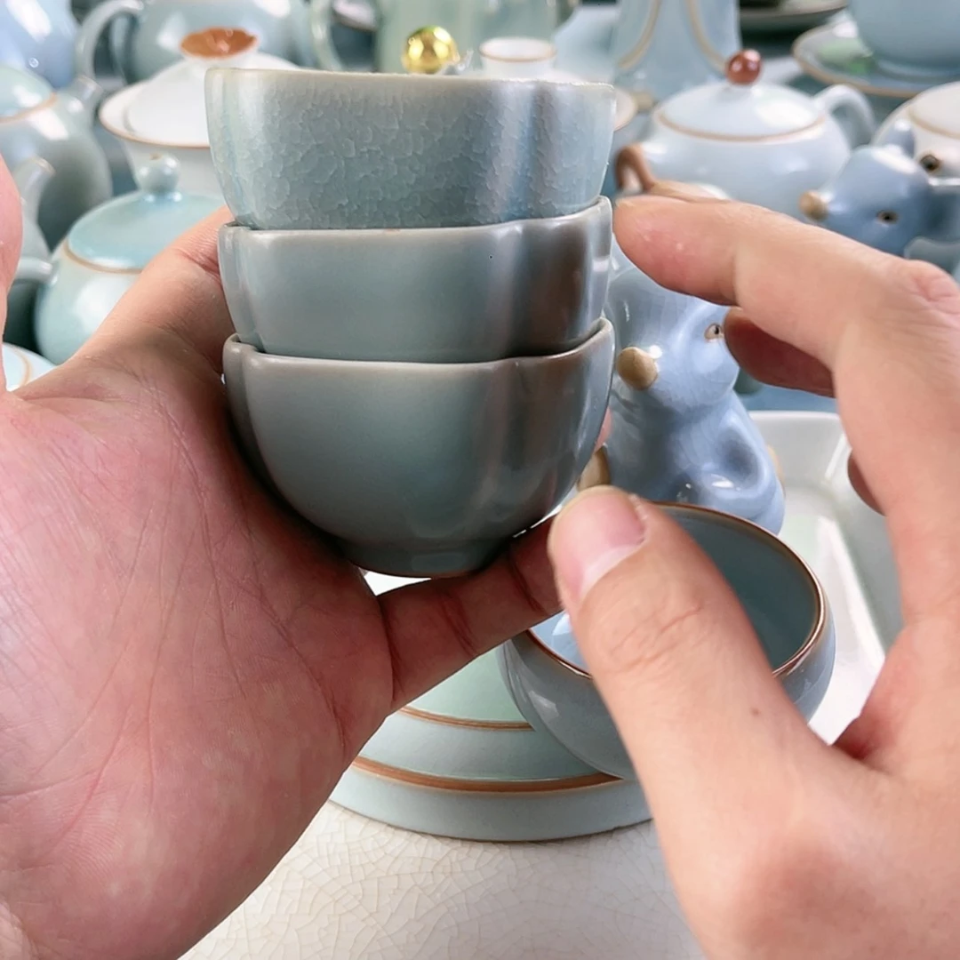 【闪购商品】青**1纯矿石瑕疵三个杯子……