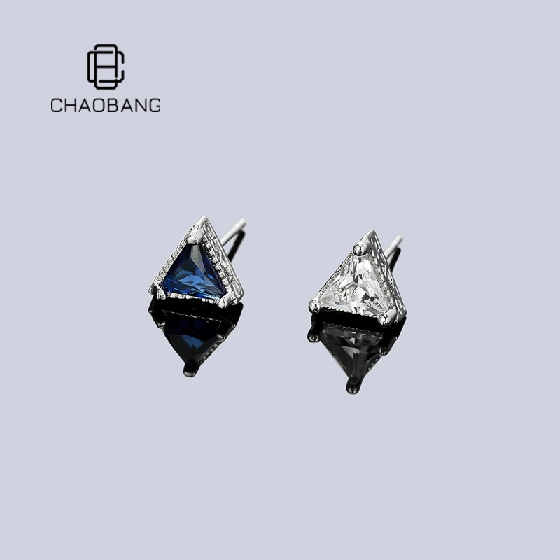 chaobang/潮邦 铜合金锆石耳饰 几何三角锆石耳钉个性耳饰高级感