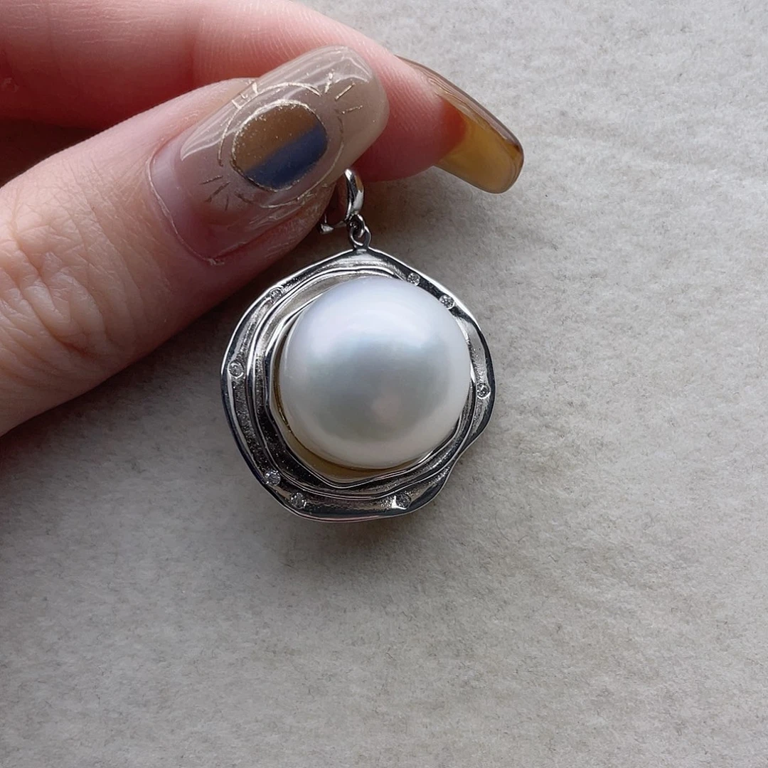 海水珍珠吊坠83银S925镶嵌