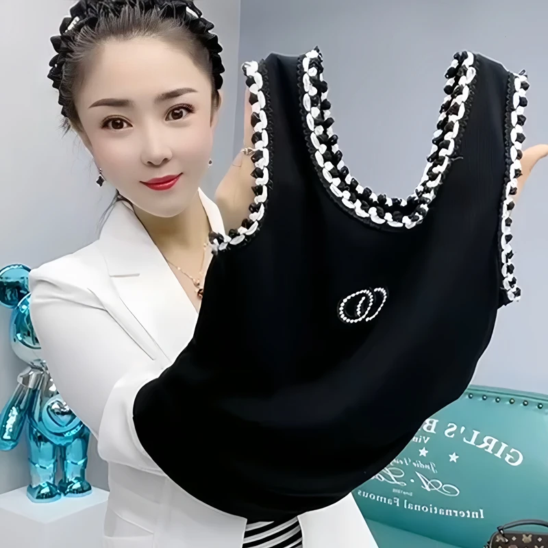 吊带背心内搭外穿春夏新款网红时尚遮肚时尚洋气百搭圆领无袖上衣