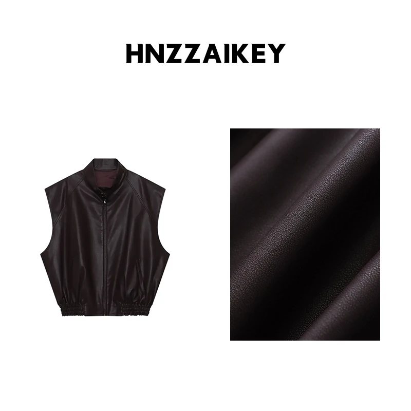 HNZZAIKEY 摩登廓形感复古机车立领坎肩马甲外套 MQ0718
