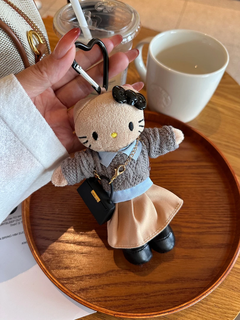 包包挂件精致高级感小香风可爱黑皮长腿kitty猫毛绒公仔玩偶挂饰
