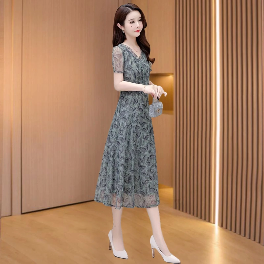 【母亲节】雪纺碎花连衣裙女士新款夏季高端庄大气质减龄十三行爆款