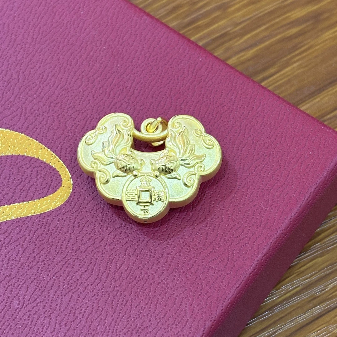 足金999金玉满堂双鱼锁包（赠绳）
