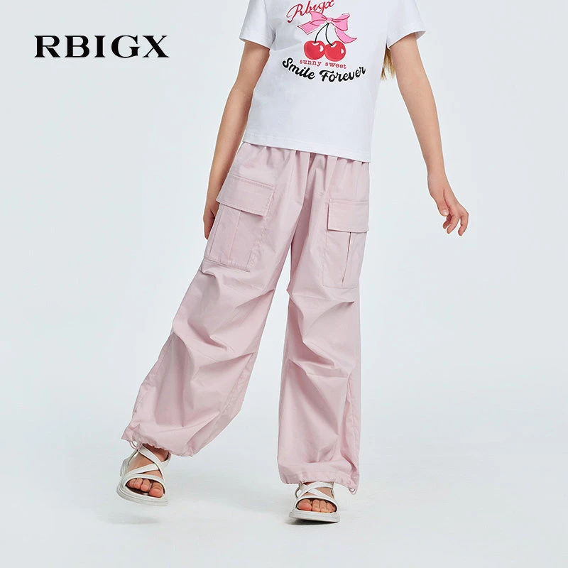 【商场同款】RBIGX瑞比克26夏潮流女童粉色轻薄透气裤子KZ5BR2324