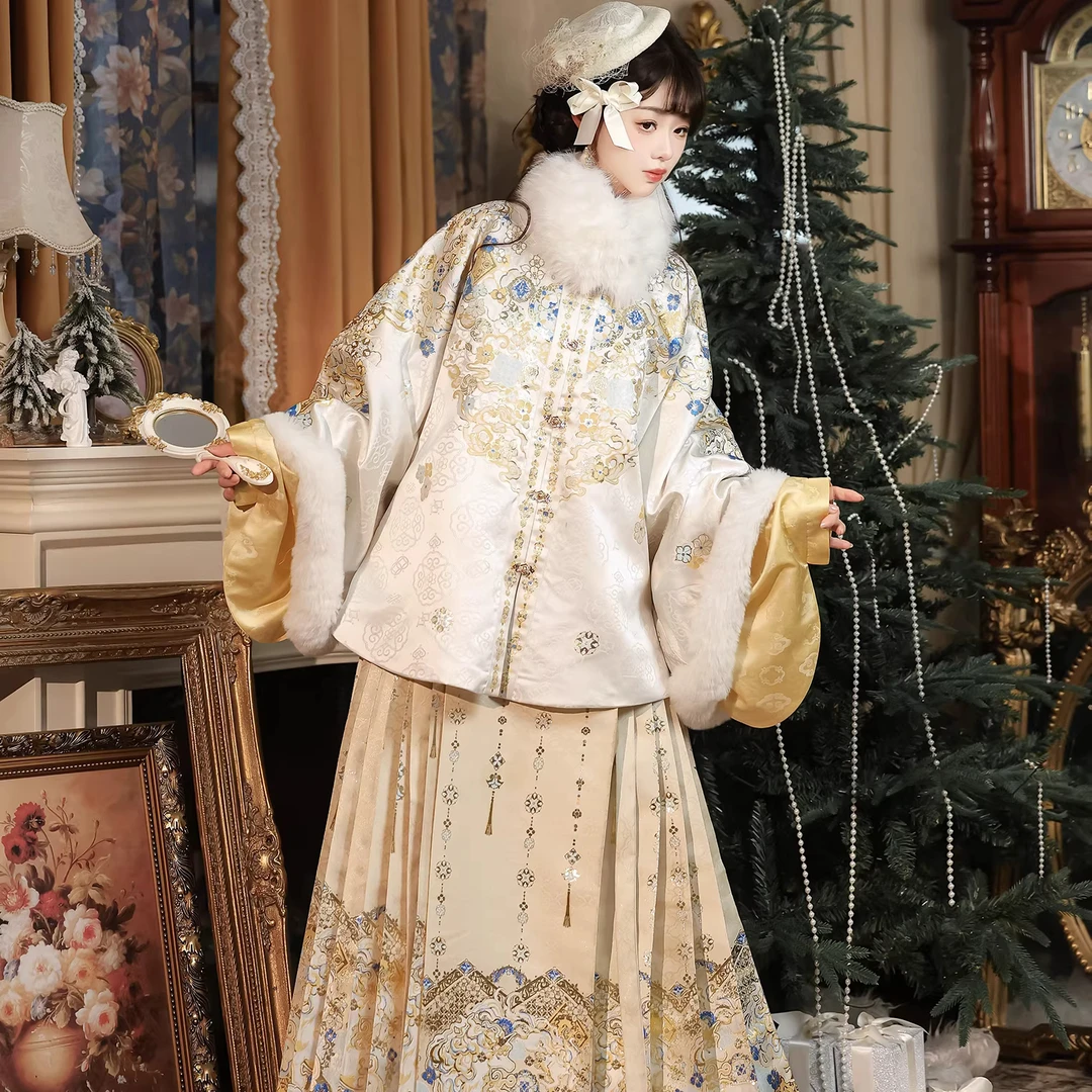 【3周年店庆款】明制马年冬季加绒套装昭君袄汉服妆花马面裙中国风