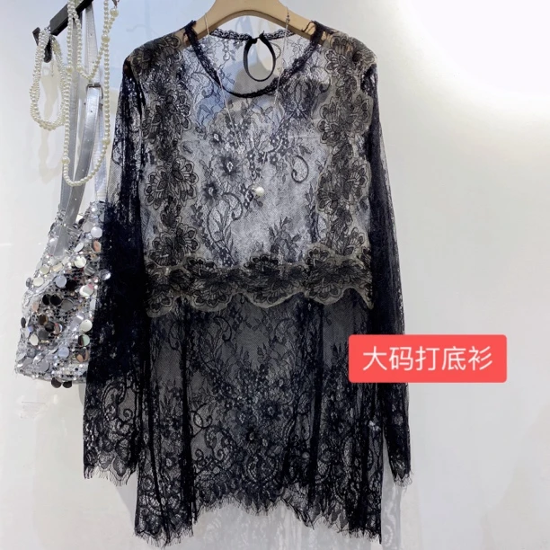 大码蕾丝打底衫加肥加大