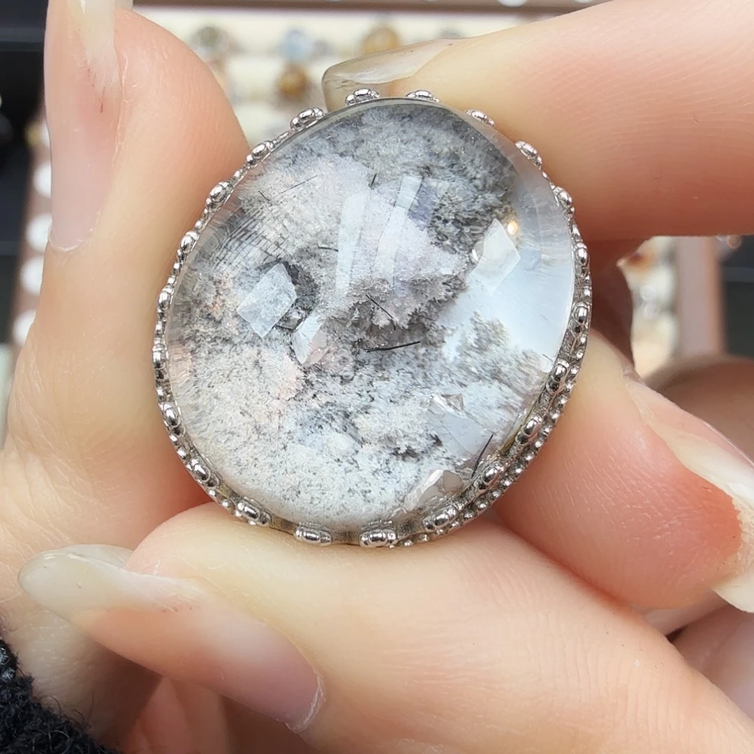 爱***咩水晶戒指银S925镶嵌