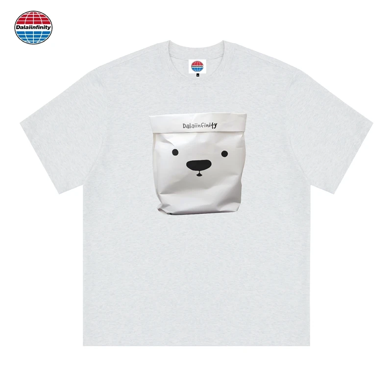 Dalaiinfinity（口袋小熊）国潮重磅纯棉短袖男女同款t恤夏新款直喷