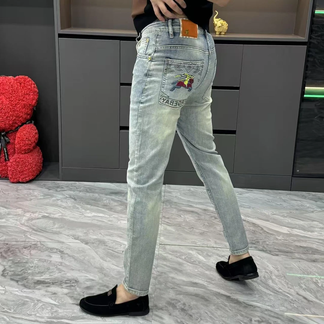 88828-男士轻奢夏季欧货修身弹力小脚牛仔裤休闲裤子