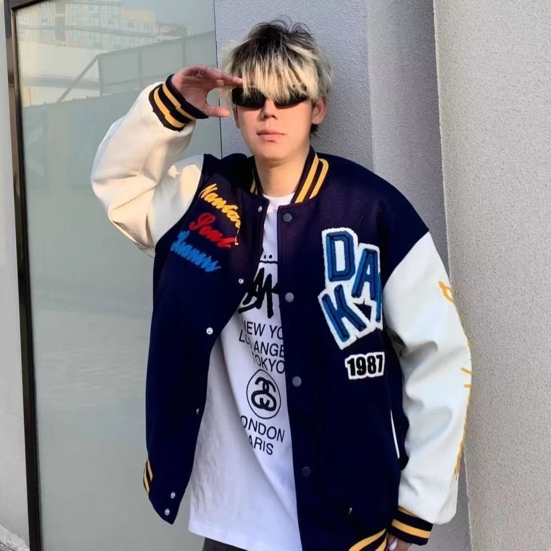 2025新款植绒刺绣字母棒球服男女春秋潮牌加厚休闲百搭外套夹克