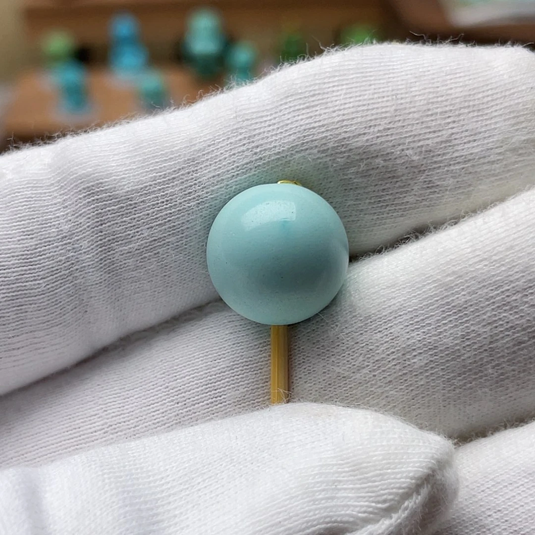 绿松石未镶嵌颈饰高瓷圆珠13.5