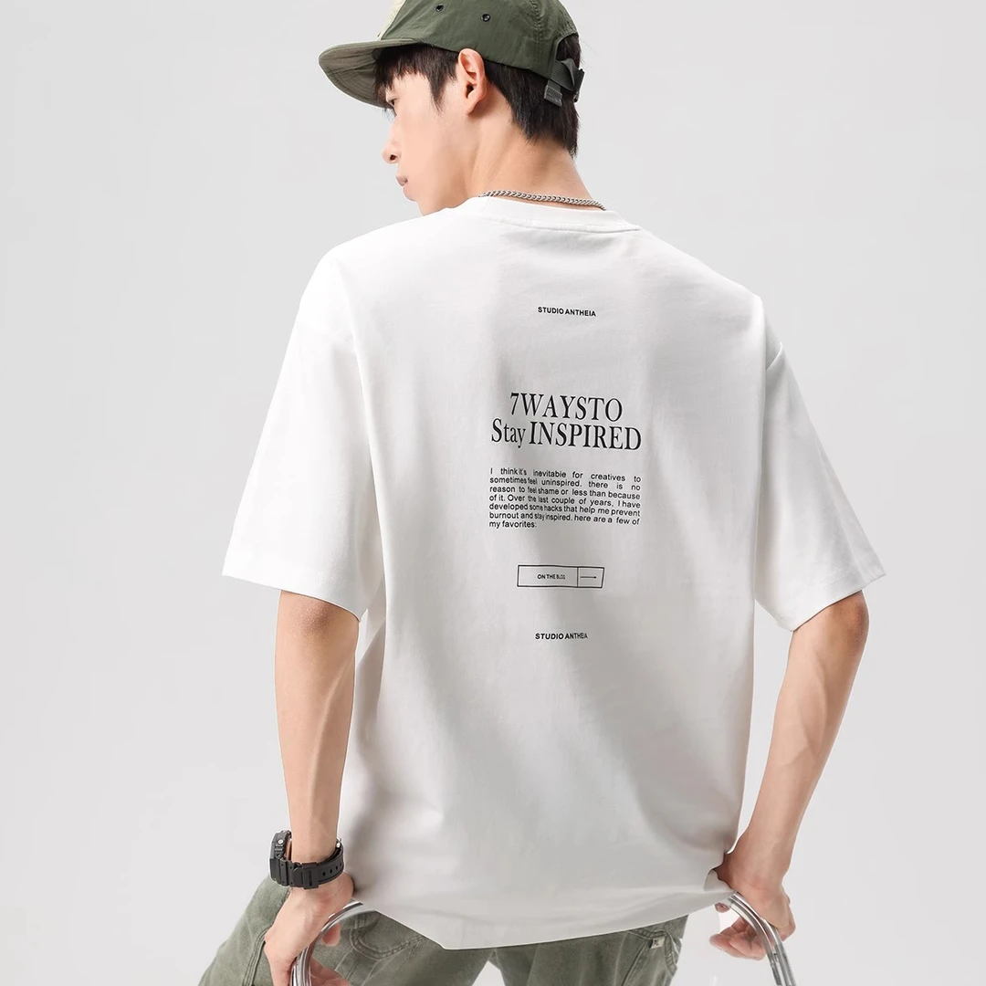 U&PURA210g重磅夏季印花短袖t恤男士宽松半袖潮牌上衣服百搭休闲