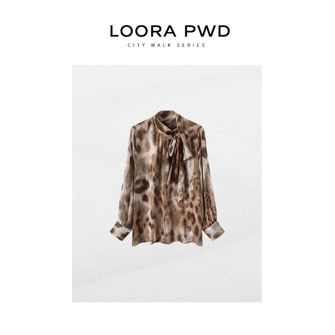 LOORAPWD/罗拉密码 新风格印花豹纹丝巾设计网纱衬衣25CJBA0101N