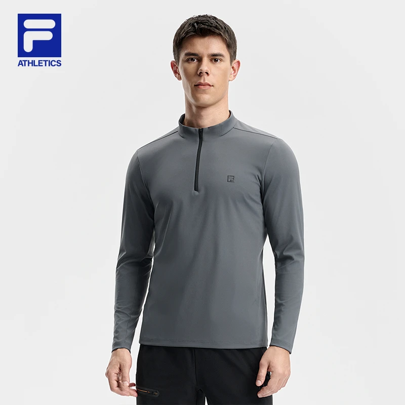 【高弹舒适】Fila斐乐男秋冬休闲T恤半拉链内搭运动长袖A11M541215F