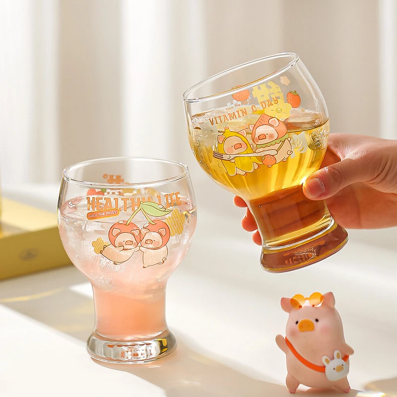 川岛屋&lulu猪联名 可爱啤酒杯子家用玻璃杯女高颜值果汁杯饮料杯