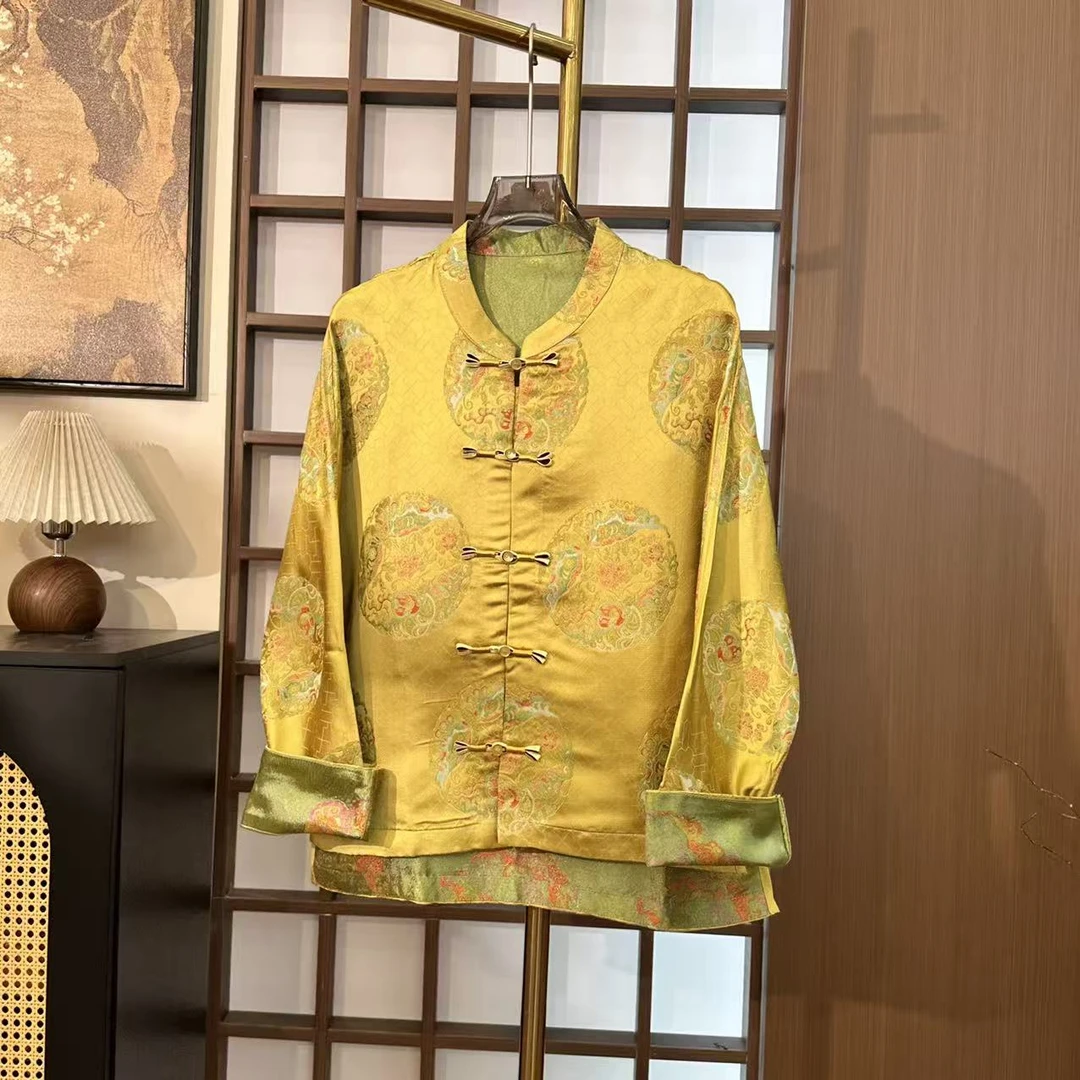 新款【黄龙唐装】中式红云纱古法手工织造外套  YC381481