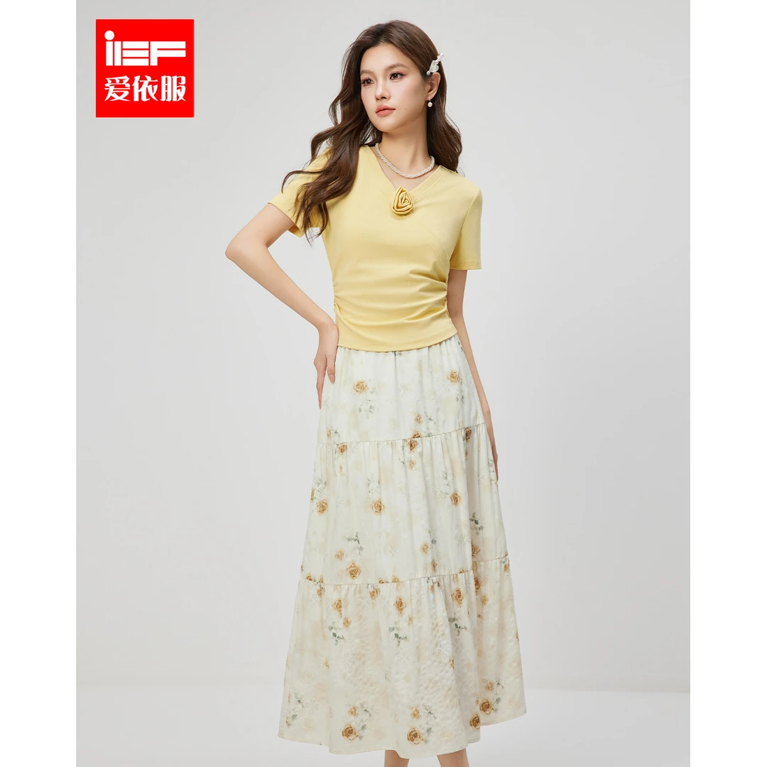IEF/爱依服两件套2025夏季新款法式田园温柔风时尚显瘦上下套裙