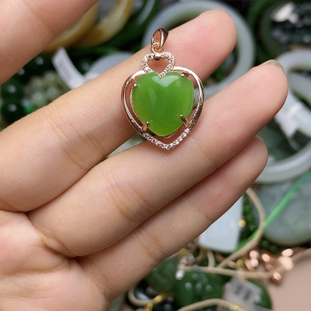 和田玉（碧玉）银S925镶嵌颈饰