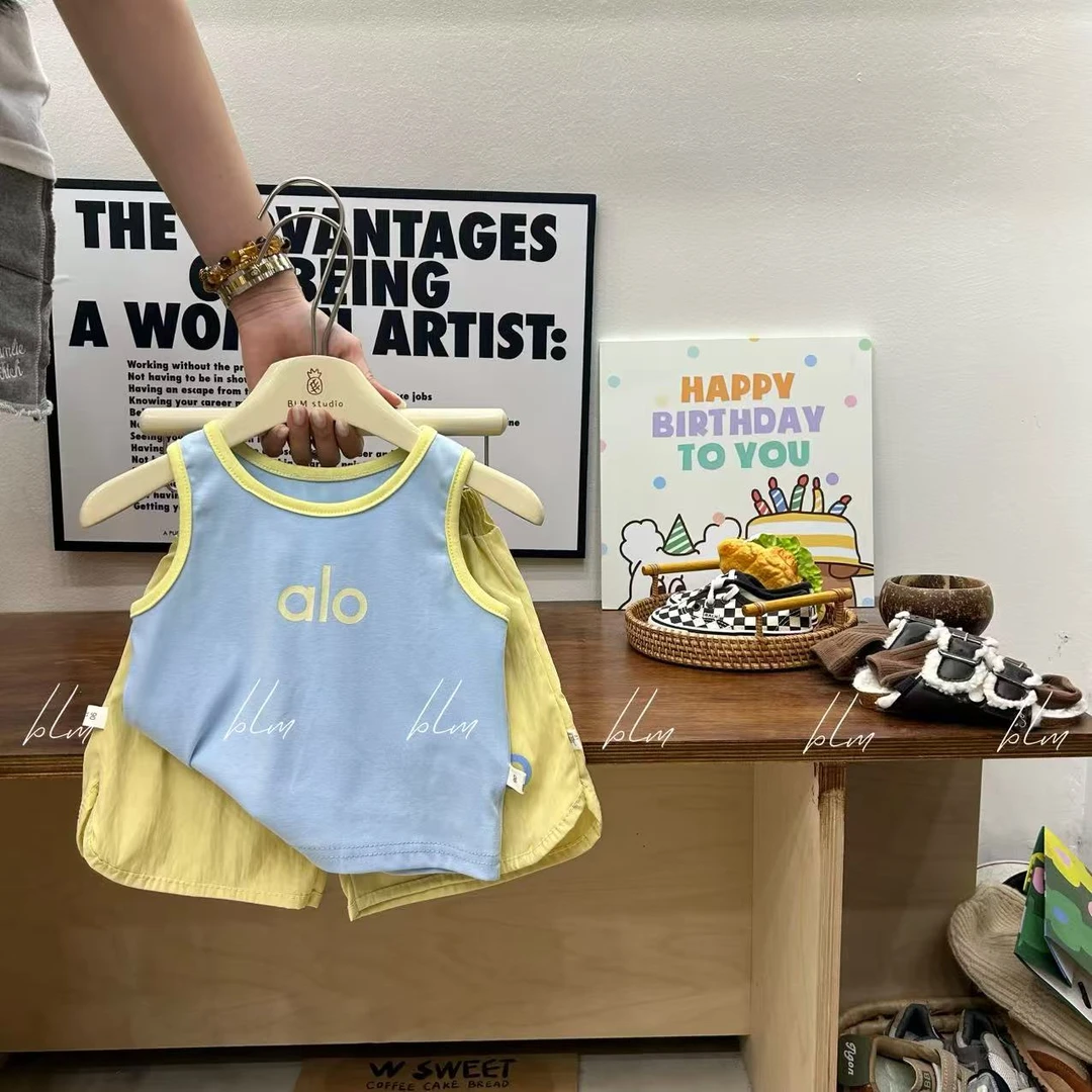 【背心套装】2025夏季新款儿童休闲运动背心套装宝宝无袖T恤短裤