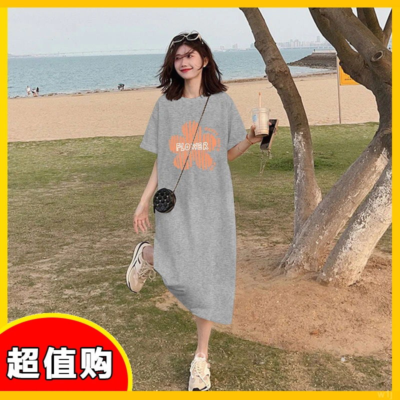 宽松2024中长款大码女装孕妇可穿休闲新款夏季夏季纯棉大码连衣裙