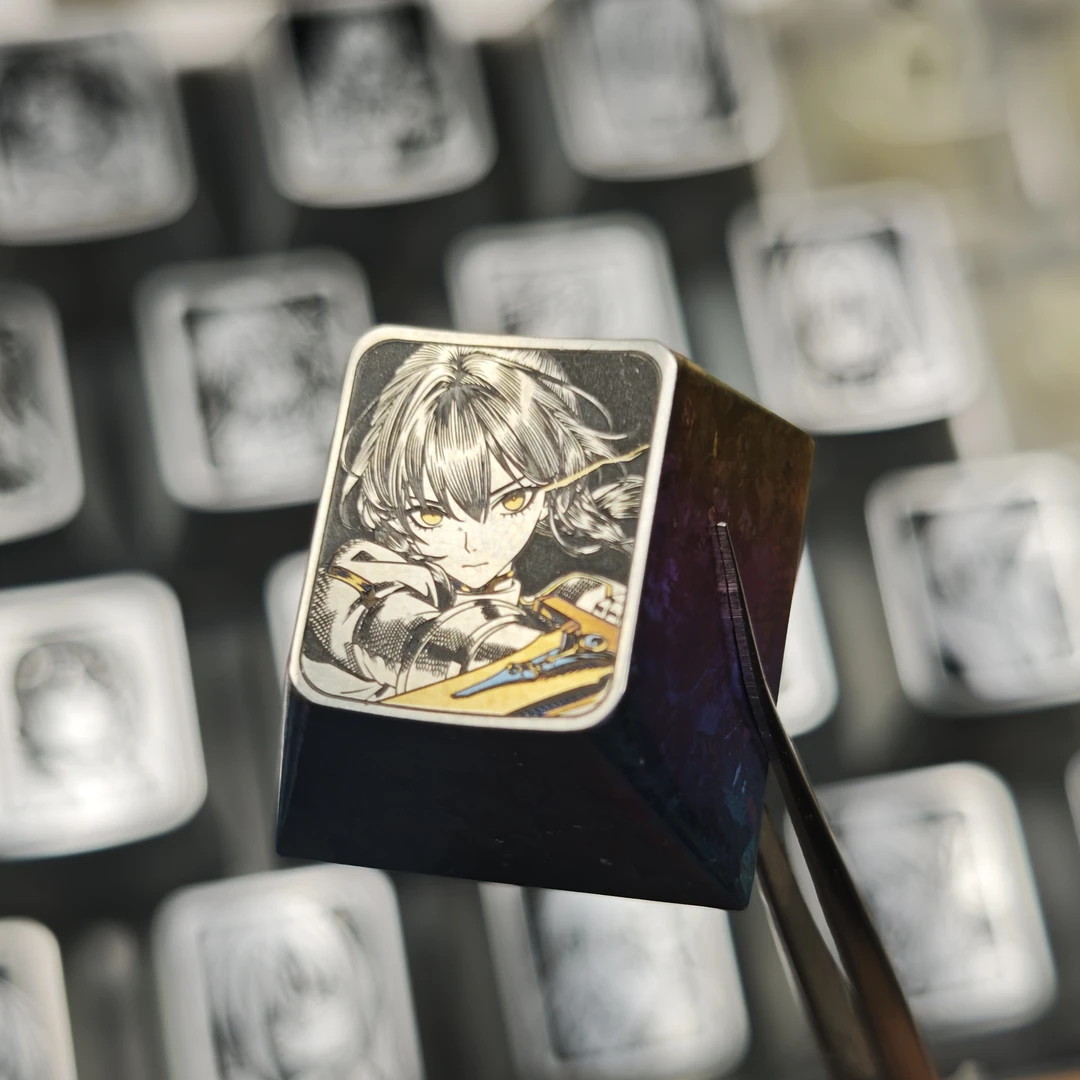 呆毛王 精密点彩钛合金键帽1U R4高度冰晶
