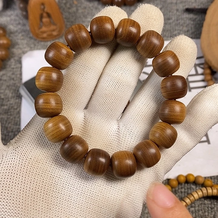 檀香木手串/手链老山檀香黑肉满纹13/14老型珠沉水