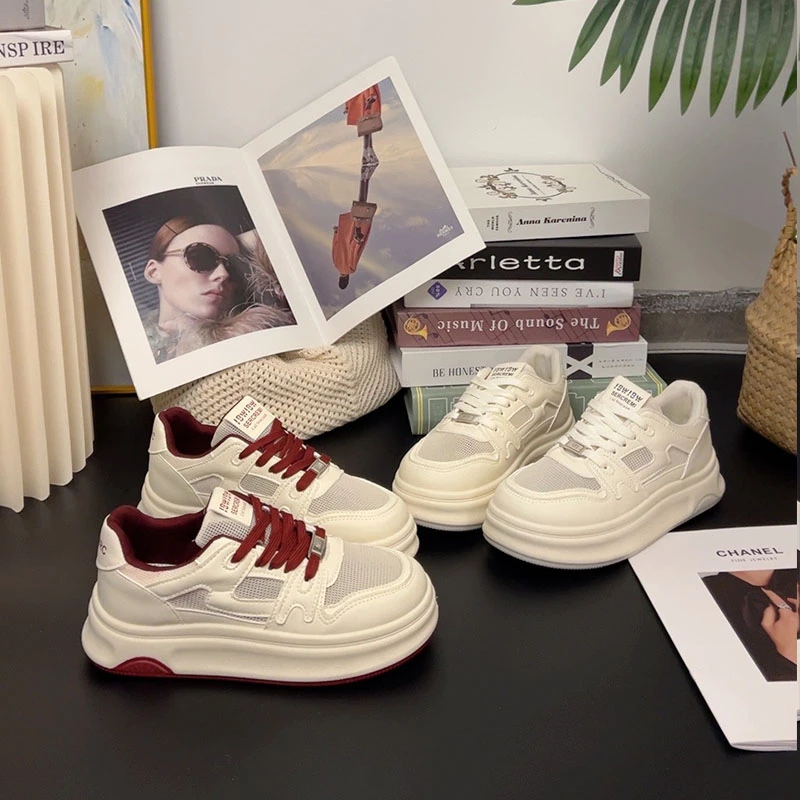 Y-5A厚底小白鞋女2025新款夏季网面透气增高板鞋百搭休闲运动鞋