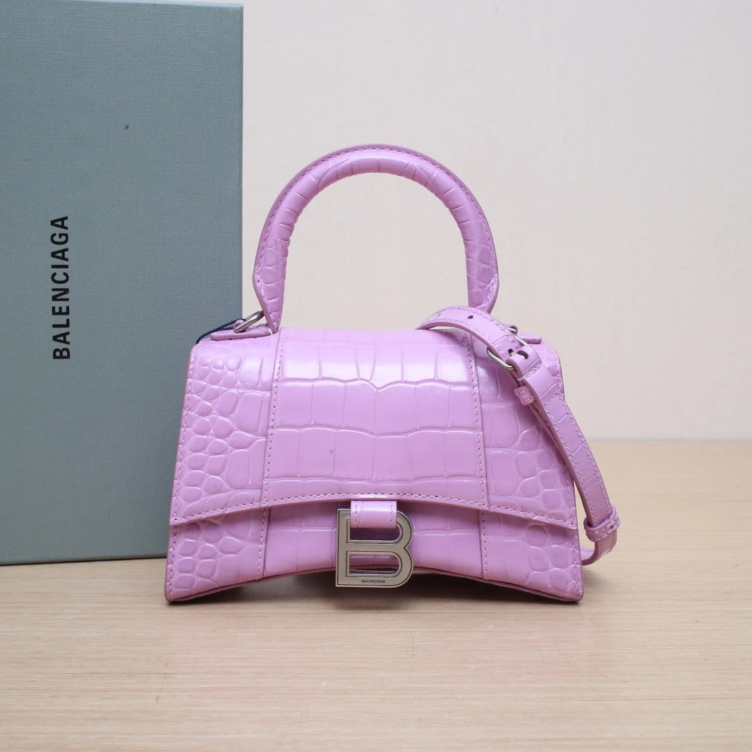 99新 Balenciaga/巴黎世家 【娇】鳄鱼压纹 沙漏手袋 XS码