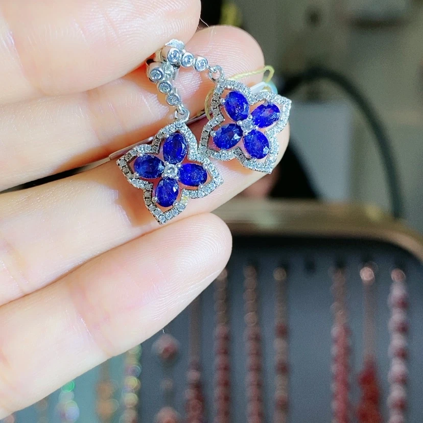 【闪购商品】耳饰蓝宝石银S925镶嵌