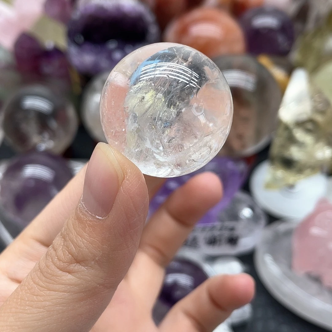 珠宝半成品发晶未镶嵌34白水晶单株2.8mm微瑕漏