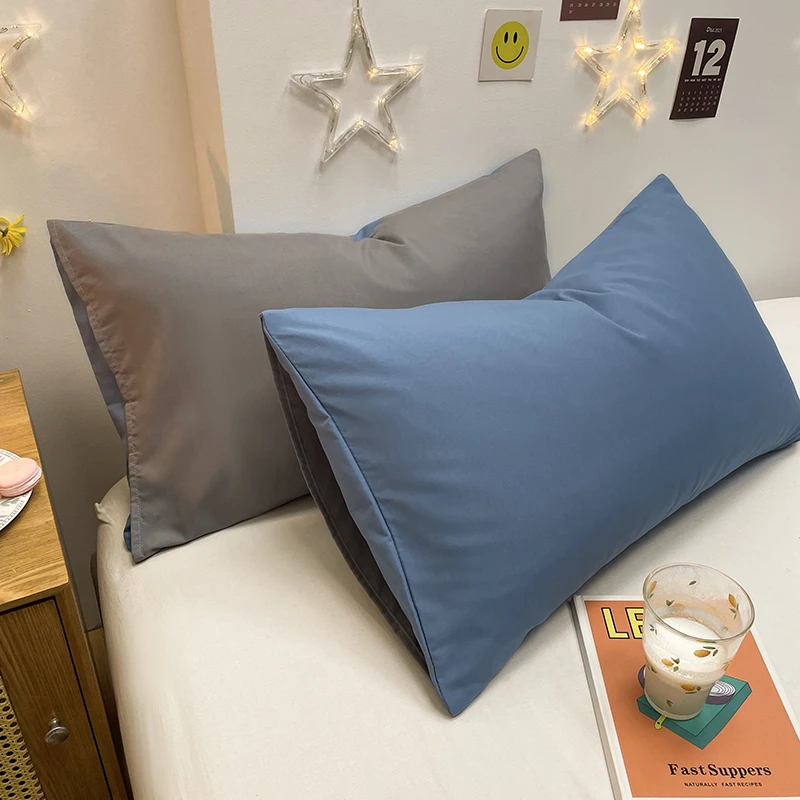 四季通用纯色北欧风枕套一只装亲肤枕头套48x74cm男女一对枕套罩