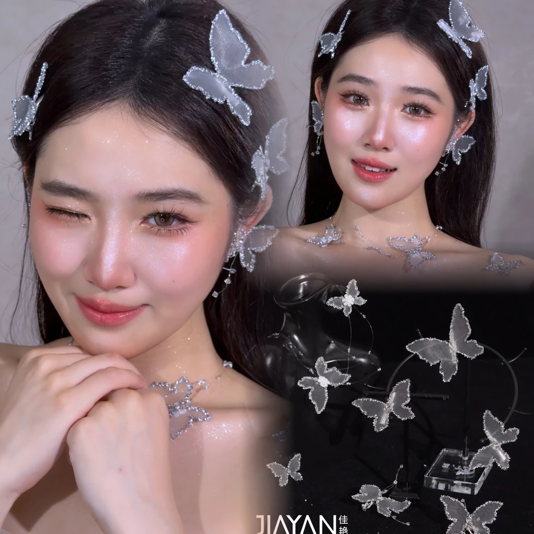 3004新品仙气减龄灵动蝴蝶日常小众设计师款礼服白沙新娘头饰