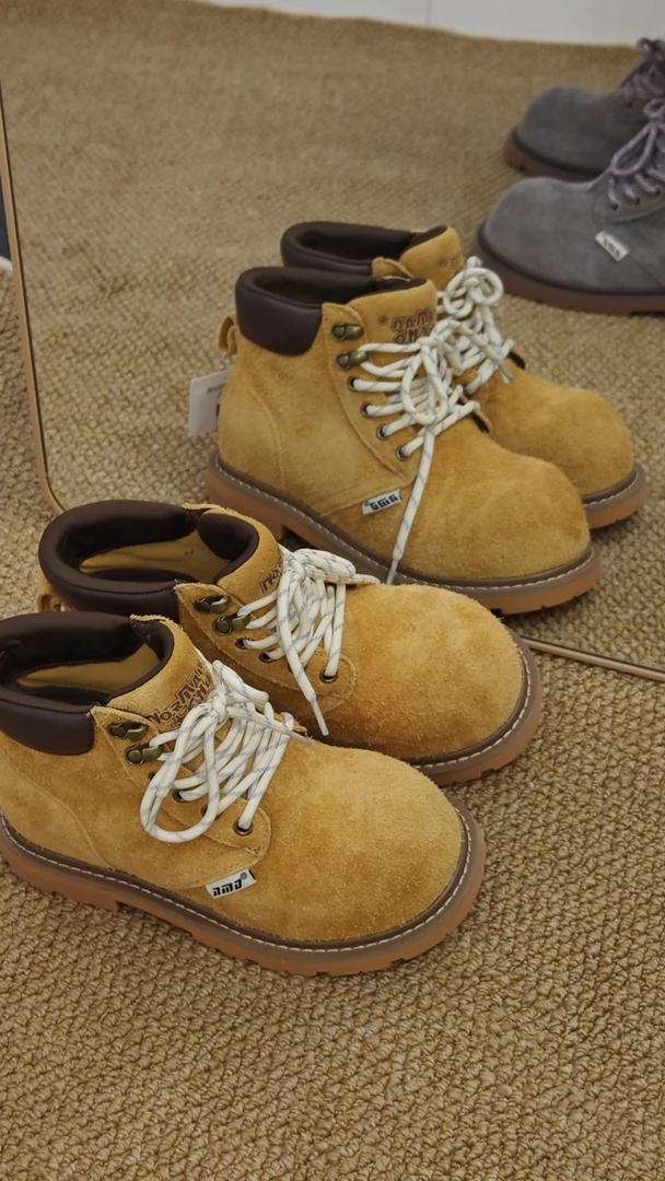 女秋冬圆头四季通用马丁靴黄色冬季靴子 008