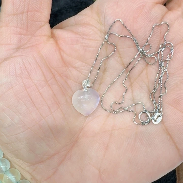 水晶手链未镶嵌蓝月光小爱心吊坠项链一个