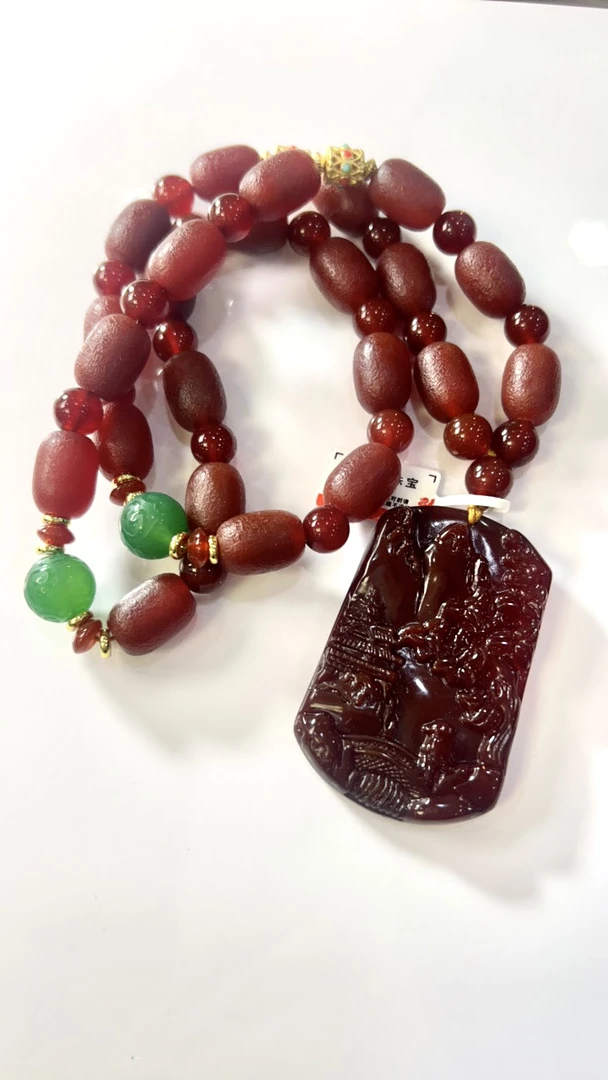 德石福珠宝，血离子老玛瑙山水无事牌