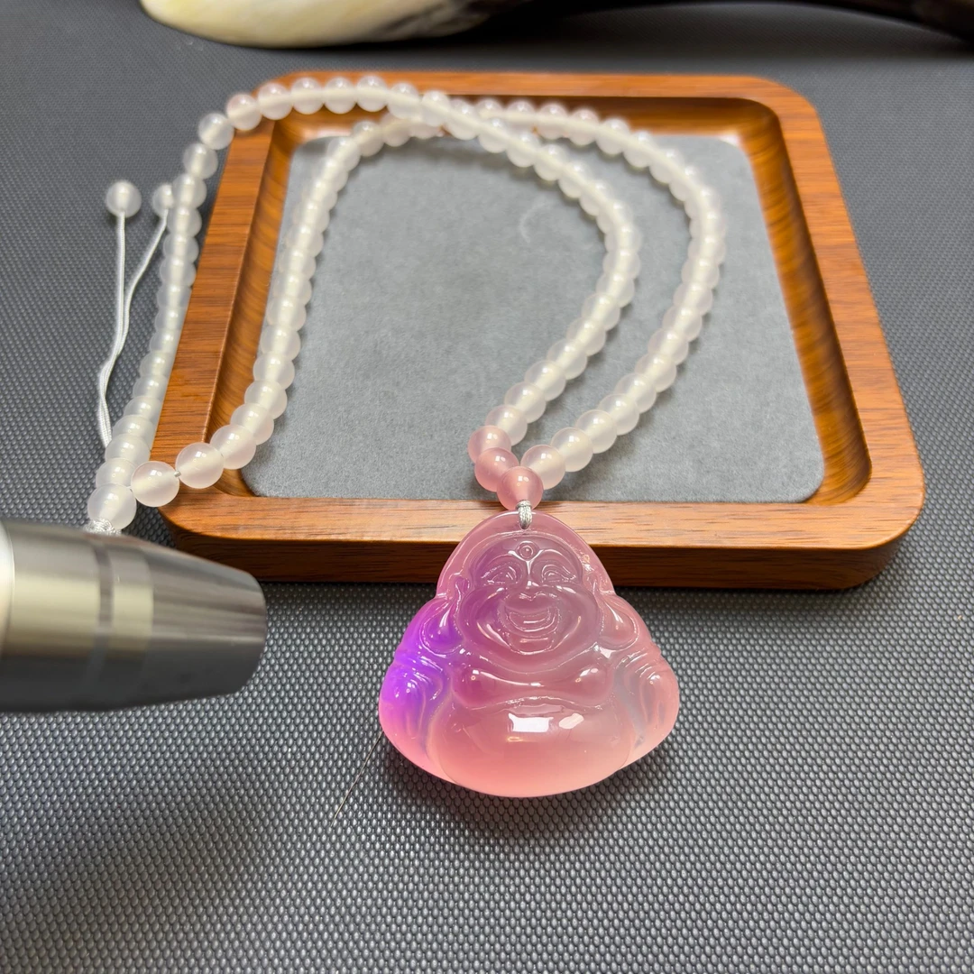 非金属珐琅吊坠 透明可变色带佛公吊坠项链 F237