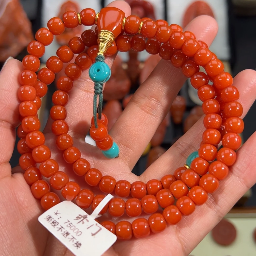 南红玛瑙未镶嵌老型念珠串