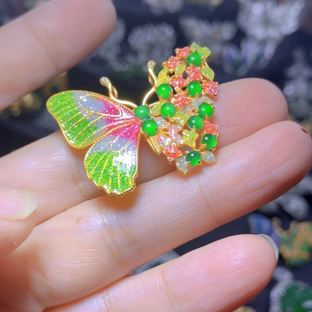 翡翠银S925镶嵌吊坠(不含链)天然资源
