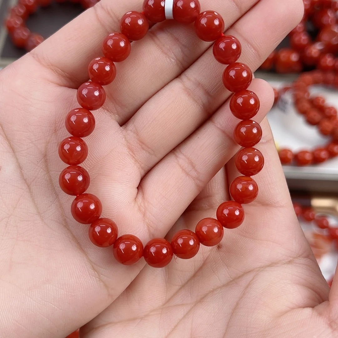 南红玛瑙未镶嵌瓦西锦红单圈8mm