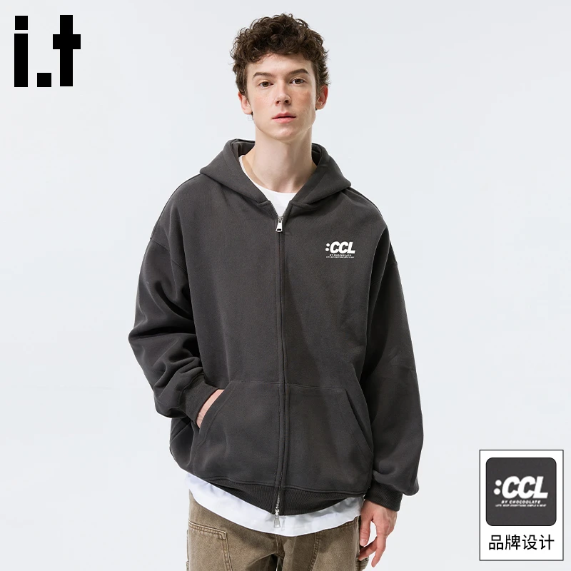 it :CHOCOOLATE美式潮牌开衫卫衣男2025秋季休闲运动连帽拉链外套