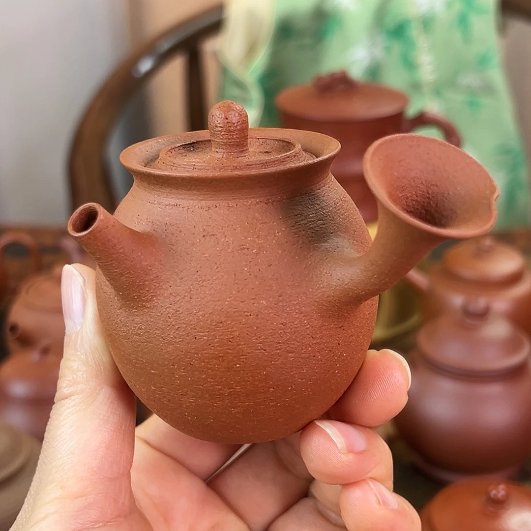 茶壶紫砂精品 原矿侧把壶  鱼籽朱泥 全手工制作 120cc