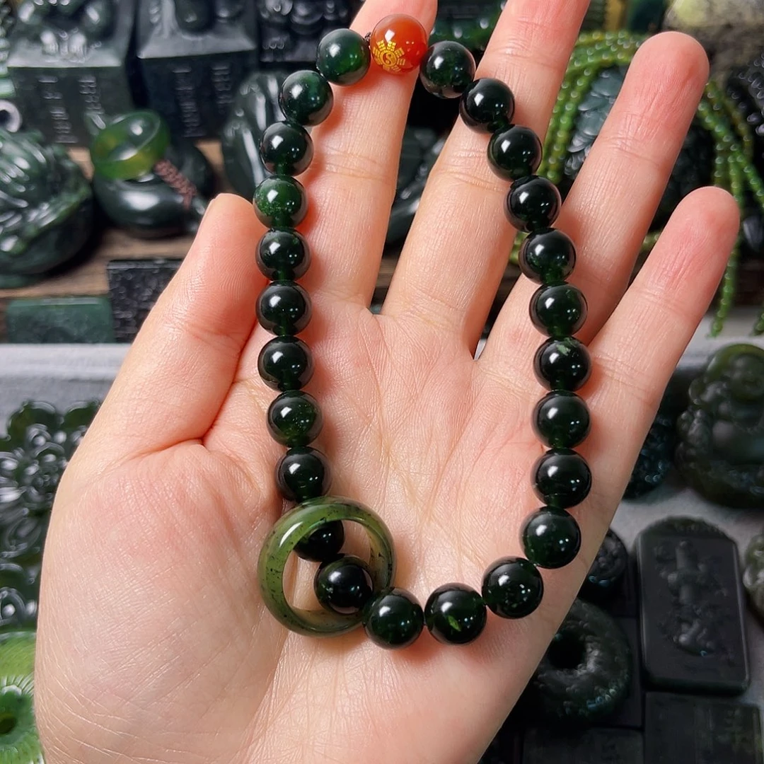 蛇纹石玉合金颈饰